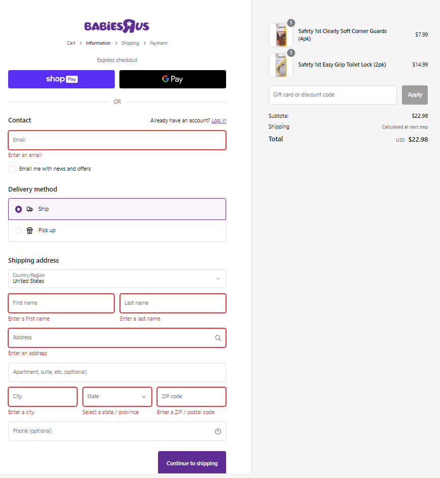 Checkout-ის გვერდის დიზაინის საუკეთესო მაგალითები - checkout page design babies r us.png