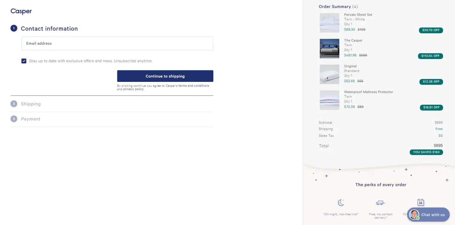Checkout-ის გვერდის დიზაინის საუკეთესო მაგალითები - checkout page design casper checkout form